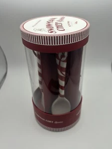 Schneemann Chef Kaffee Teelöffel Set 4 Weihnachten Süßigkeiten Streifen Weihnachten Urlaub - Bild 1 von 3