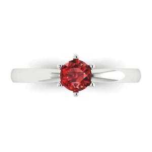 0.5 cttw Solitaire Natural Garnet Engagement Ring - 14K Solid Gold (White Gold) - Picture 1 of 11