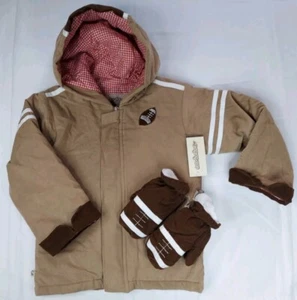 Jungen 6 Coco BonBons braune Cordjacke gesteppt gefüttert Mantel Fußballplatz + - Bild 1 von 13