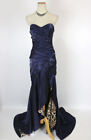 New $390 Terani Strapless Navy High Slit Prom Formal Long Gown Dress Size 0 NWT