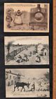 Legends of St. Saulge 3 alte Postkarten 1930er Jahre Zugunfall Schwein Esel Eisenbahn Dampf