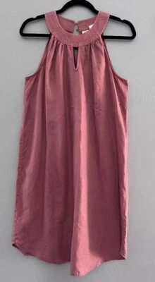 Women's M 100% Linen Dress Sleeveless Shift Terracotta Color Boho C&C California - Image 1 of 4