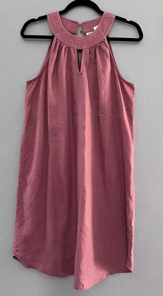 Women's M 100% Linen Dress Sleeveless Shift Terracotta Color Boho C&C California - Image 1 of 4