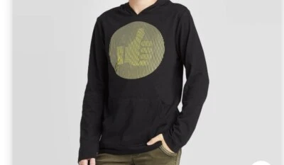 Boys Cat & Jack Long Sleeve Interactive Hooded Shirt Size XS 4-5 Black - Image 1 of 4