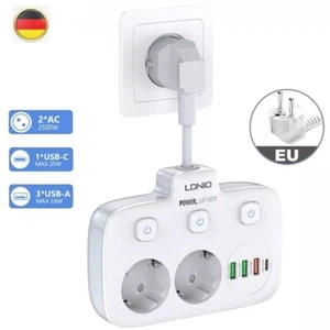 EU Steckdosenleiste einzeln schaltbar Mehrfachstecker Mehrfachsteckdose mit USB - Bild 1 von 12