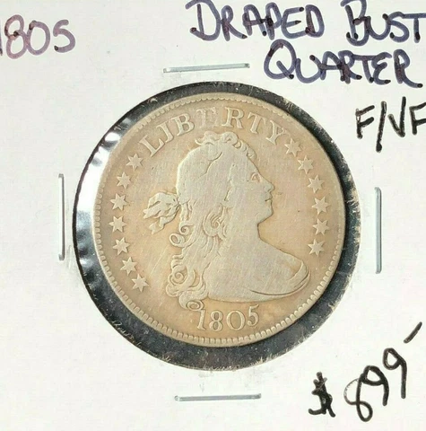 1805 DRAPED BUST SILVER QUARTER ~ FINE/VF Cover