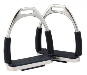 4.75" Horse Riding English Safety Flexible Bendy Stirrups Irons Polish Gloss - Picture 1 of 1