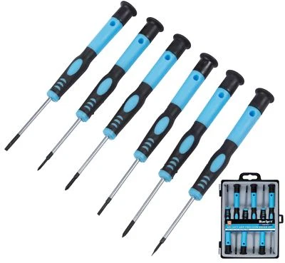 BLUE SPOT BlueSpot 6pc Precision Screwdriver Set Magnetic Tips PC Repair Phillips Slotted