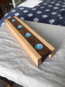 HARDWOOD Tea Light Holder *Walnut & Cherry (16" x 3 1/2" x 2") Includes Candles - Picture 1 of 2