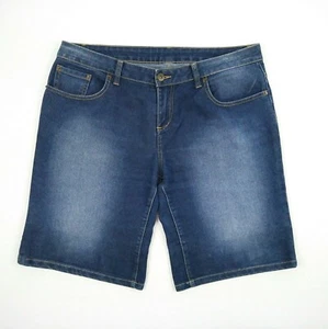 Women's Blue Faded Knee Length Stretch Denim Jeans Shorts Size W35 - Bild 1 von 6
