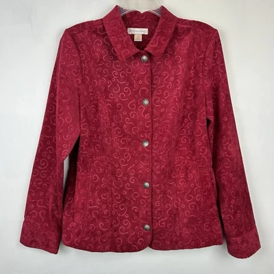 Chaqueta Blazer Vintage Christopher Banks Mujer M Roja Pana Botón Bolsillos Foto 1 de 4