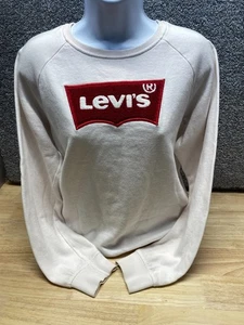 Levis Kids pullover Sweater Big Puff Logo Size XL 13-15 YRS White FLAW - Picture 1 of 13