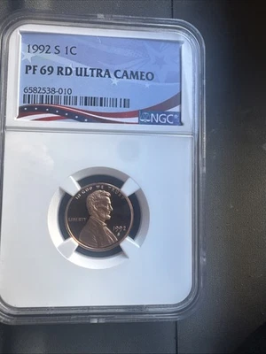 1992 S 1c Pf 69 Rd Ultra Cameo penny - Image 1 of 2