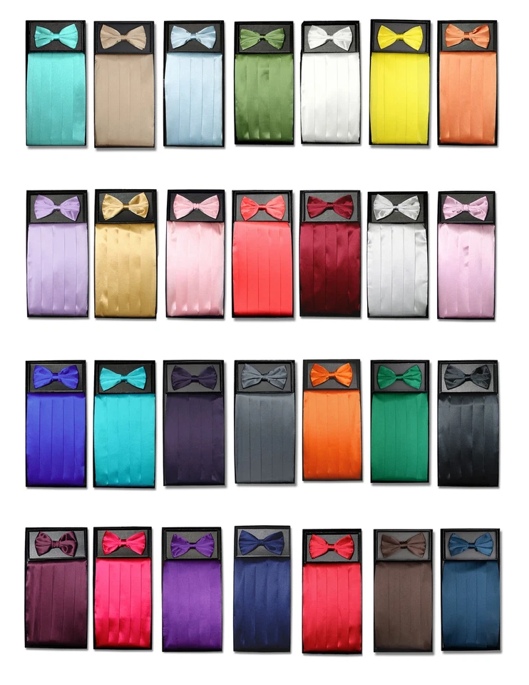 SILK Cumberbund & BowTie Solid Color Men's Cummerbund Bow Tie Set Over 25 Colors - Image 1 of 1
