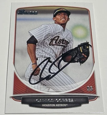 CARLOS CORREA AUTOGRAPHED 2013 BOWMAN PROSPECTS CARD #BP100 HOUSTON ASTROS MLB - Image 1 of 2
