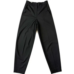 COS Dress Pants 6 Black Wool Blend Highrise Tapered Trousers Minimal Stretch - Picture 1 of 22