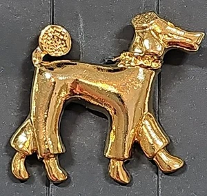 Poodle Gold Tone Lapel Hat Tie Dog Pin - Picture 1 of 5