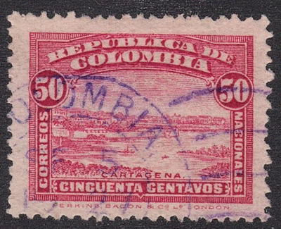 Colombia SC# 346 1917 - Vista de Cartagena - Usado -1 Foto 1 de 2