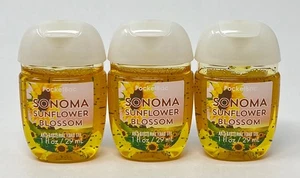 3 BATH & BODY WORKS SONOMA SUNFLOWER BLOSSOM POCKETBAC ANTI BACTERIAL HAND GEL - Picture 1 of 4