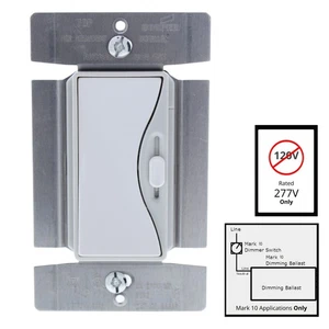 Aspire White Satin (hellgrau) 1-polig/3-Wege Schiebe-Leuchtstofflampen-Dimmer 277V 95687WS - Bild 1 von 7