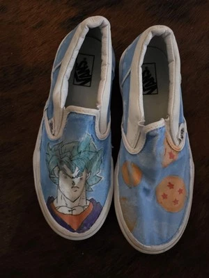 Vans Talla 3.5 Y UNISEX NIÑOS Zapatos Sin Cordones Personalizados - Personaje Anime DRAGONBALL Z Foto 1 de 4