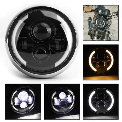 7 Inch LED Headlight Hi/Lo Fog Driving DRL Fit For Dyna Cafe Racer Bobber USA Foto 1 de 4