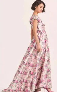 LoveShackFancy GILVERY Floral VEILED KISS PINK Cotton Maxi Dress Gown Sz 2 - Picture 1 of 12