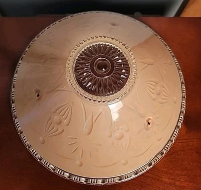 Luminária de teto 1930 sombra 3 furos art déco rosa fosco - Imagem 1 de 4