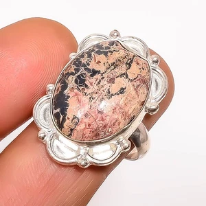 Natural Leopard Skin Jasper - Tonopah Handmade Antique Ring s.9.5 TR7533-170 - Picture 1 of 3