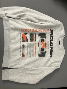 McLaren Sweatshirt Mens Medium Gray MP4/2C Open Wheel Formula One F1 Rosberg - Picture 1 of 3