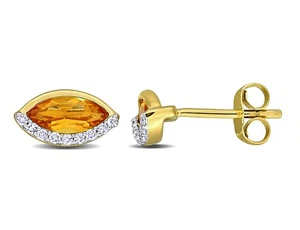 1.00 Carat (ctw) Marquise Citrine Post Earrings in 14K Yellow Gold - Picture 1 of 4