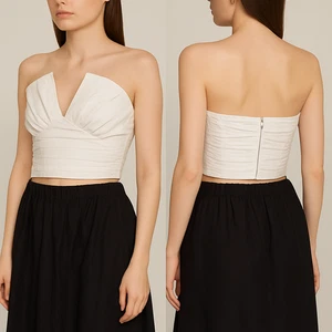 Mara Hoffman Vivi gerafftes Cropped-Top weiß Größe 4 Muster neu mit Etikett - Bild 1 von 7