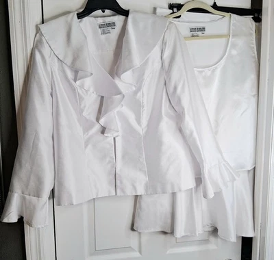 Aliya's Elengance White Formal 3 Piece Church Wedding Skirt Suit 16W - Image 1 of 4