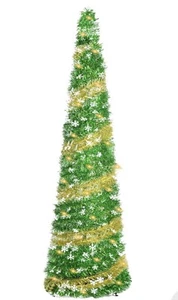 5Ft Collapsible Pop up 50 Led Lit Green Snowflake Christmas Tree NEW - Picture 1 of 5