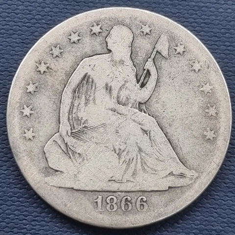 1866 S Seated Liberty Half Dollar 50c Circulated #54324 Cover
