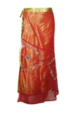 Boho Women's Reversible Embroidered 2 Layer Lightweight Wrap Around Long Skirts