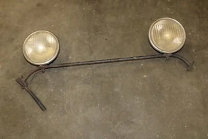 Antique Ford Model A Headlight Bar With Ford Script Twolite Bulbs & Buckets - Picture 1 of 9