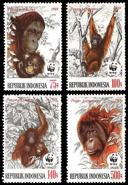 Indonesia #Mi1291-Mi1294 MNH 1989 WWF Orangután [1380-1383 SG1920-SG1923] Foto 1 de 1