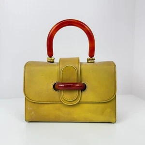 Borsetta da sera vintage pochette ETRA pelle gialla lucite bachelite MCM - Foto 1 di 10