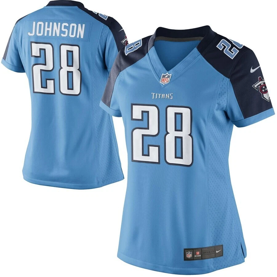 Футболка женская Nike Tennessee Titans Chris Johnson Lt синяя альтернативная ограниченная серия L 95 долл. США - Изображение 1 из 1