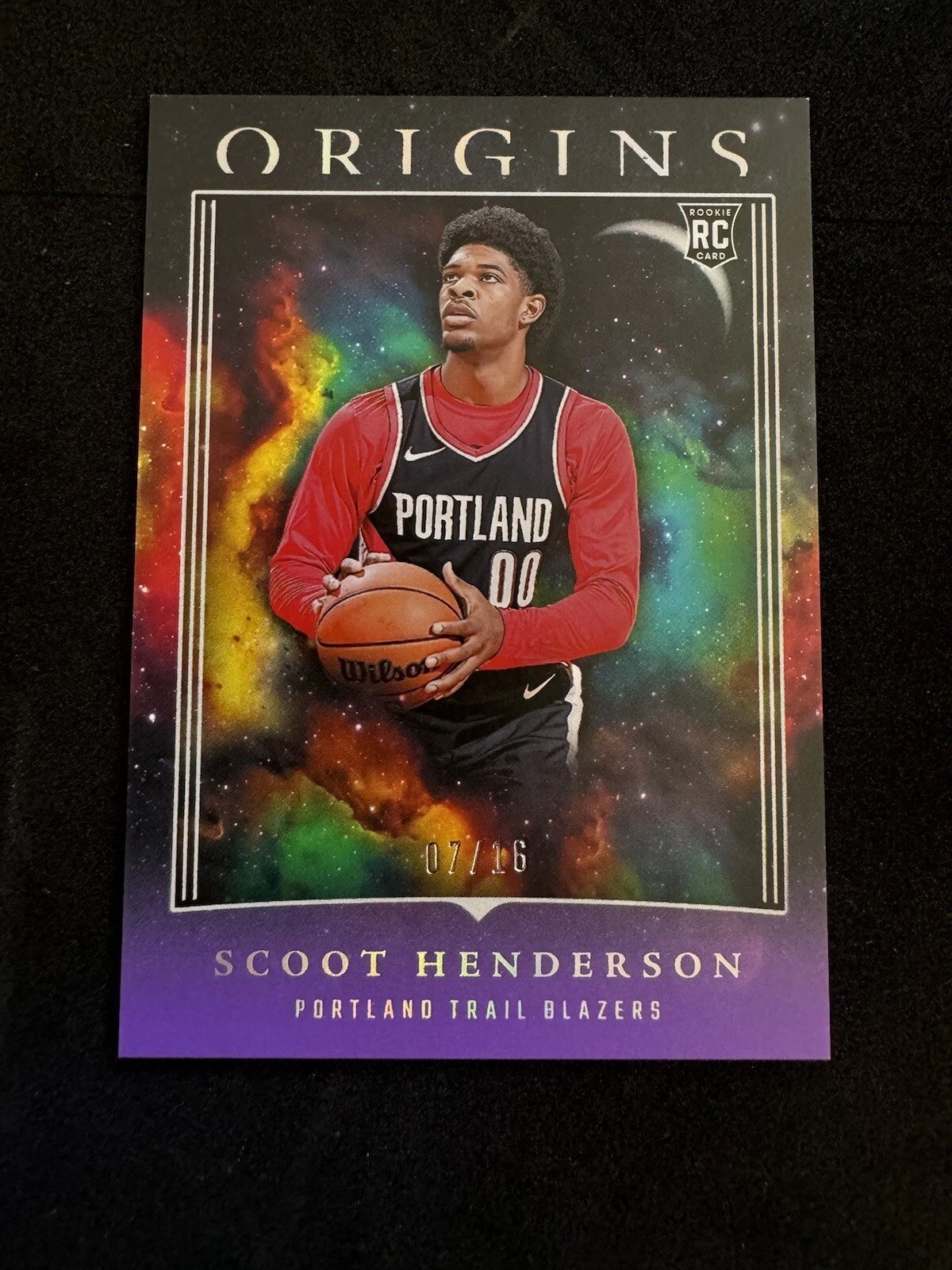 Scoot Henderson 2023-24 Panini Origins /16 Purple FOTL RC Trail Blazers #17