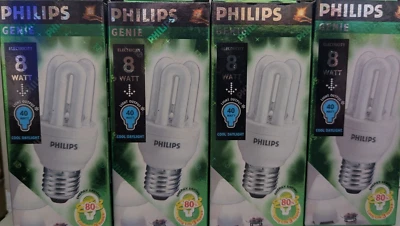4X Philips genie Energy Saver Bulb E27 8w (40watt) COOL DAYLIGHT CDL - Image 1 of 4