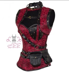 Steel Boned Overbust Plus Size Corset Jacket Set Steampunk Clothing with pantie - Picture 1 of 5
