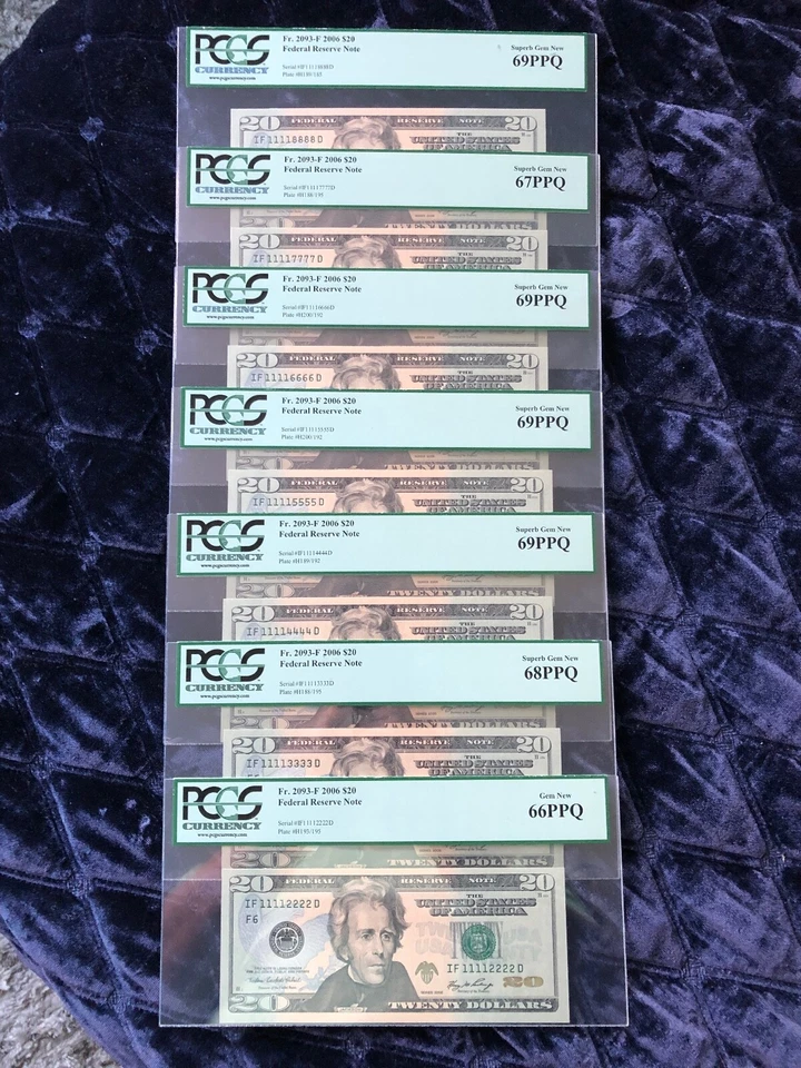 2006 $20 FANCY NUMBERS DOUBLE QUAD SET PCGS GEM UNC RARE-ONLY ONE SET - Image 1 of 1