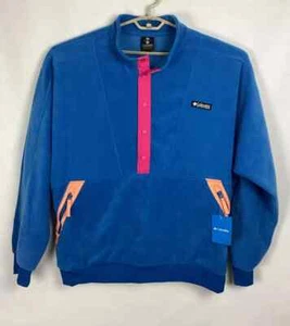 COLUMBIA Mens Sz S Fleece JACKET Blue Winter Trainer Snap Pullover New NWT $90 - Picture 1 of 4