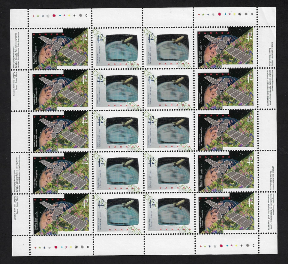 Canada Stamps — Full Pane of 20 — 1992, Canada in Space #1441-1442 - MNH - Image 1 of 1