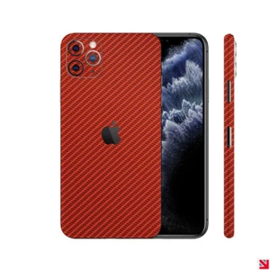 CARBON Fibre RED iPhone 11 Pro Max Skin Decal Vinyl Sticker Wrap - Picture 1 of 2