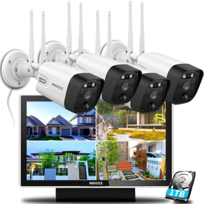Outdoor Security Camera System, Wireless with Monitor, 2-Way Audio, 3K 5.0MP - Image 1 of 4