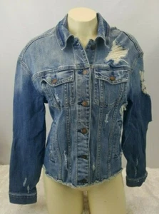 Giacca jeans Hollister California denim donna taglia Petite XS blu invecchiato - Foto 1 di 11