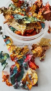 Nail/Body Art Multi-Colour Chunky Flakes Resin Craft Shiny Gold Leaf Foil Decor - Picture 1 of 4